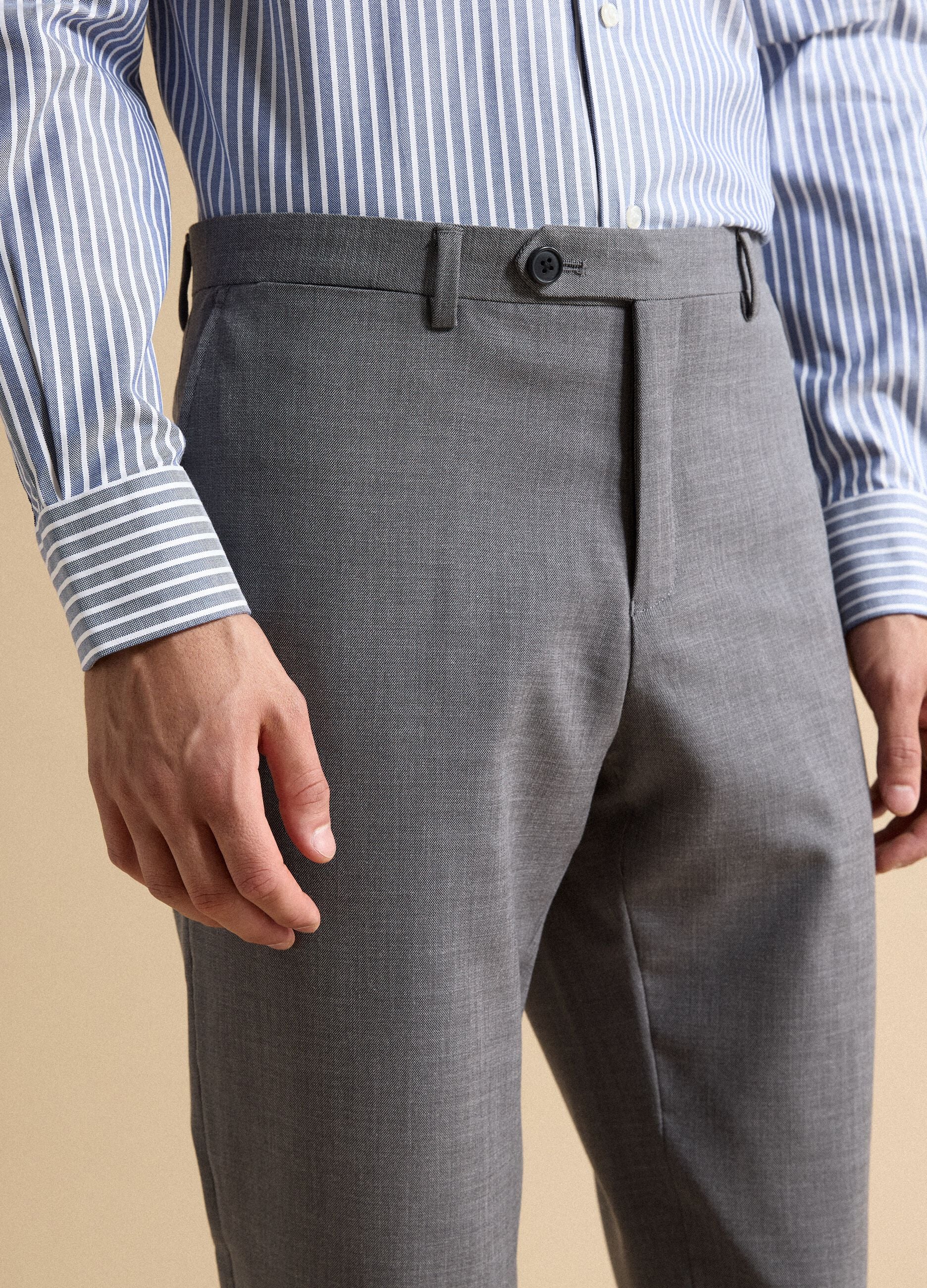 Pantaloni formali grigi in viscosa elasticizzata slim fit