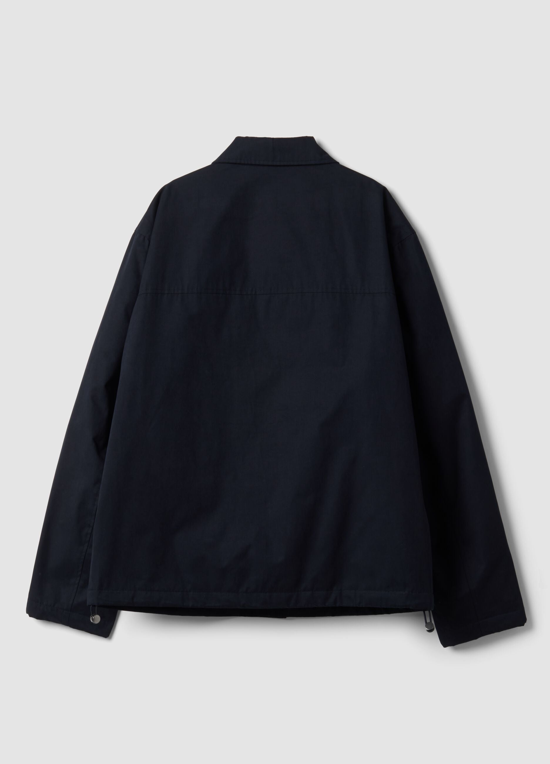 Blue padded cotton-blend jacket with zip