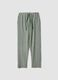 Green pure cotton striped regular-fit trousers_4