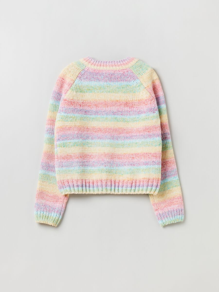 Pullover in ciniglia a righe multicolor_1