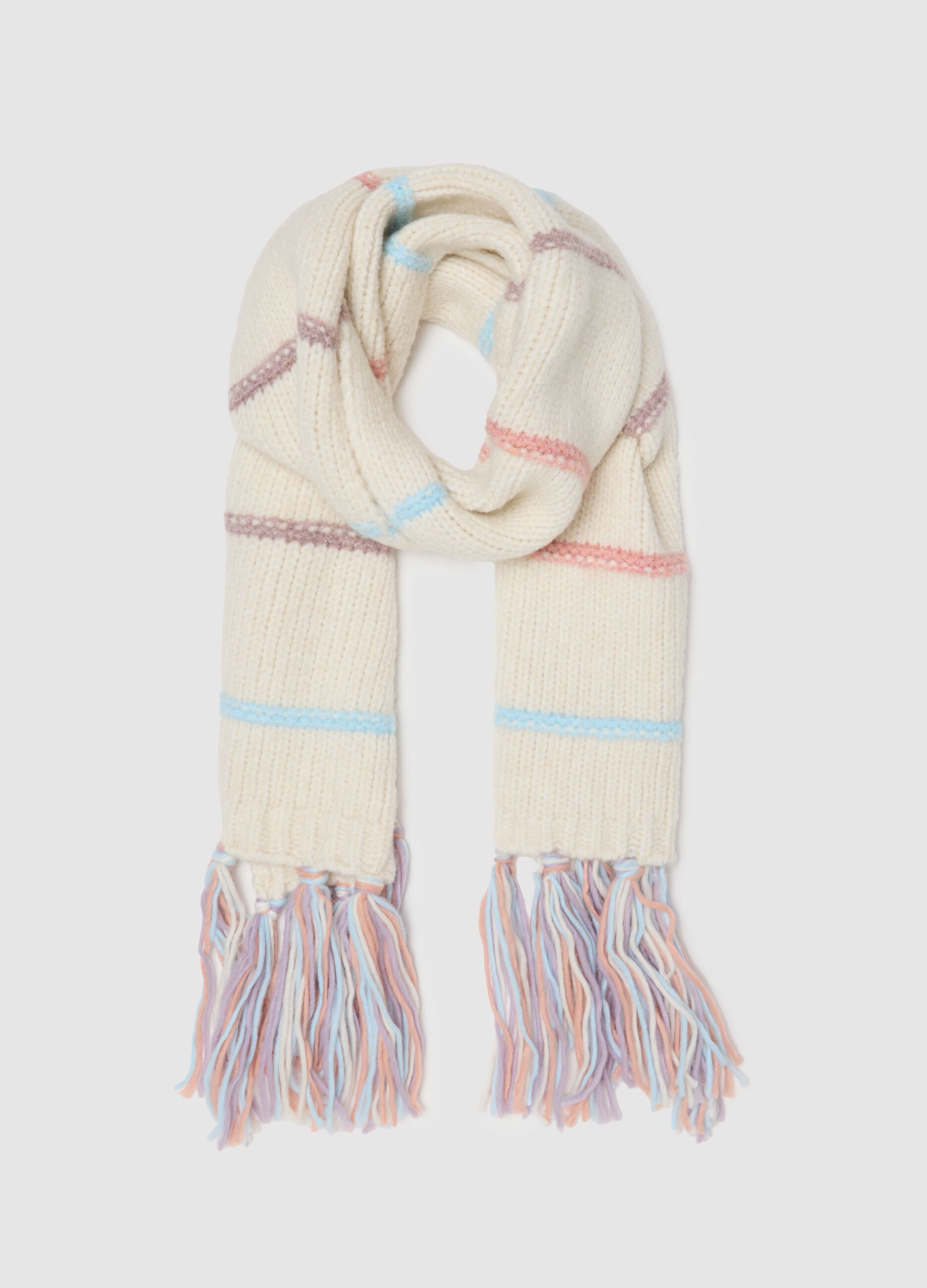 Multicoloured Girls' Scarf with Fringes