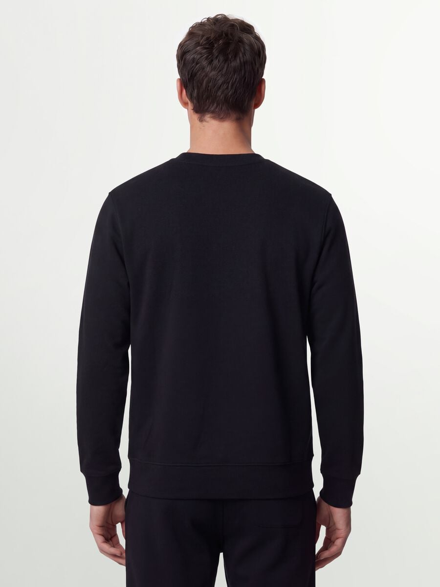 Felpa nera girocollo in misto cotone regular fit_2