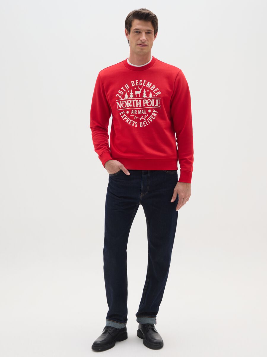 Felpa in misto cotone rossa regular fit con girocollo_1