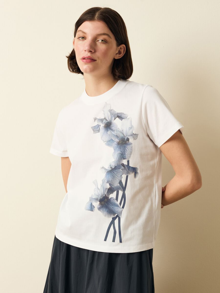 Cotton T-shirt with flowers print_1
