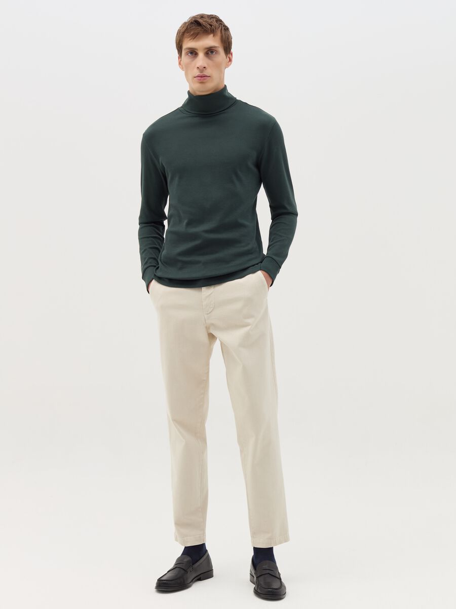 Interlock cotton T-shirt with high neck_1