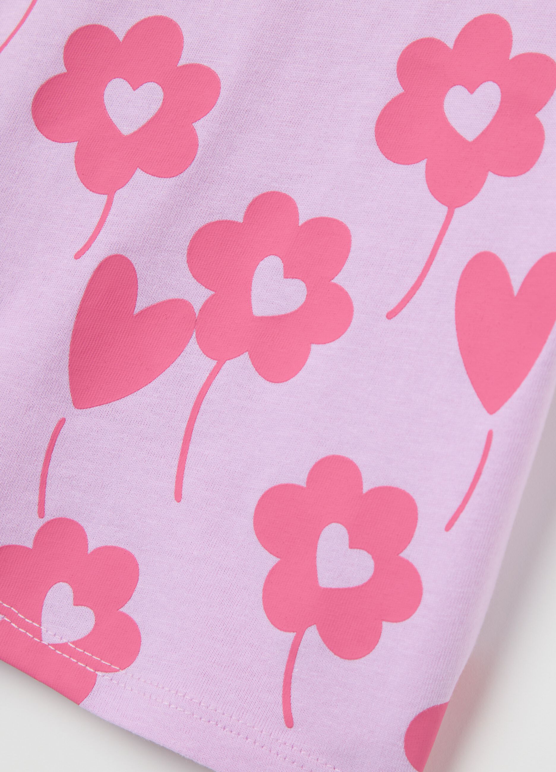 T-shirt viola in cotone con stampa 