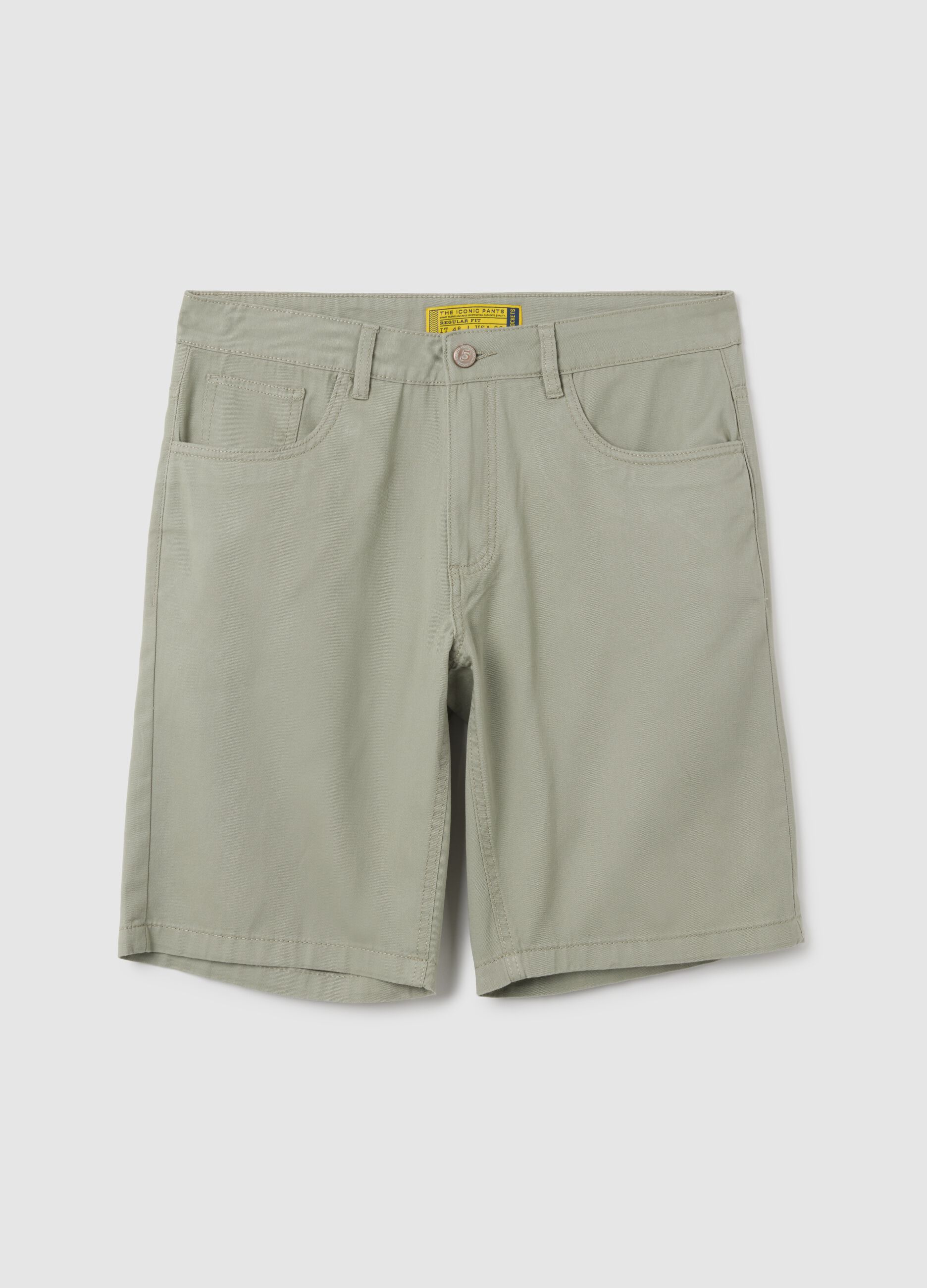 Men's green pure cotton regular fit shorts