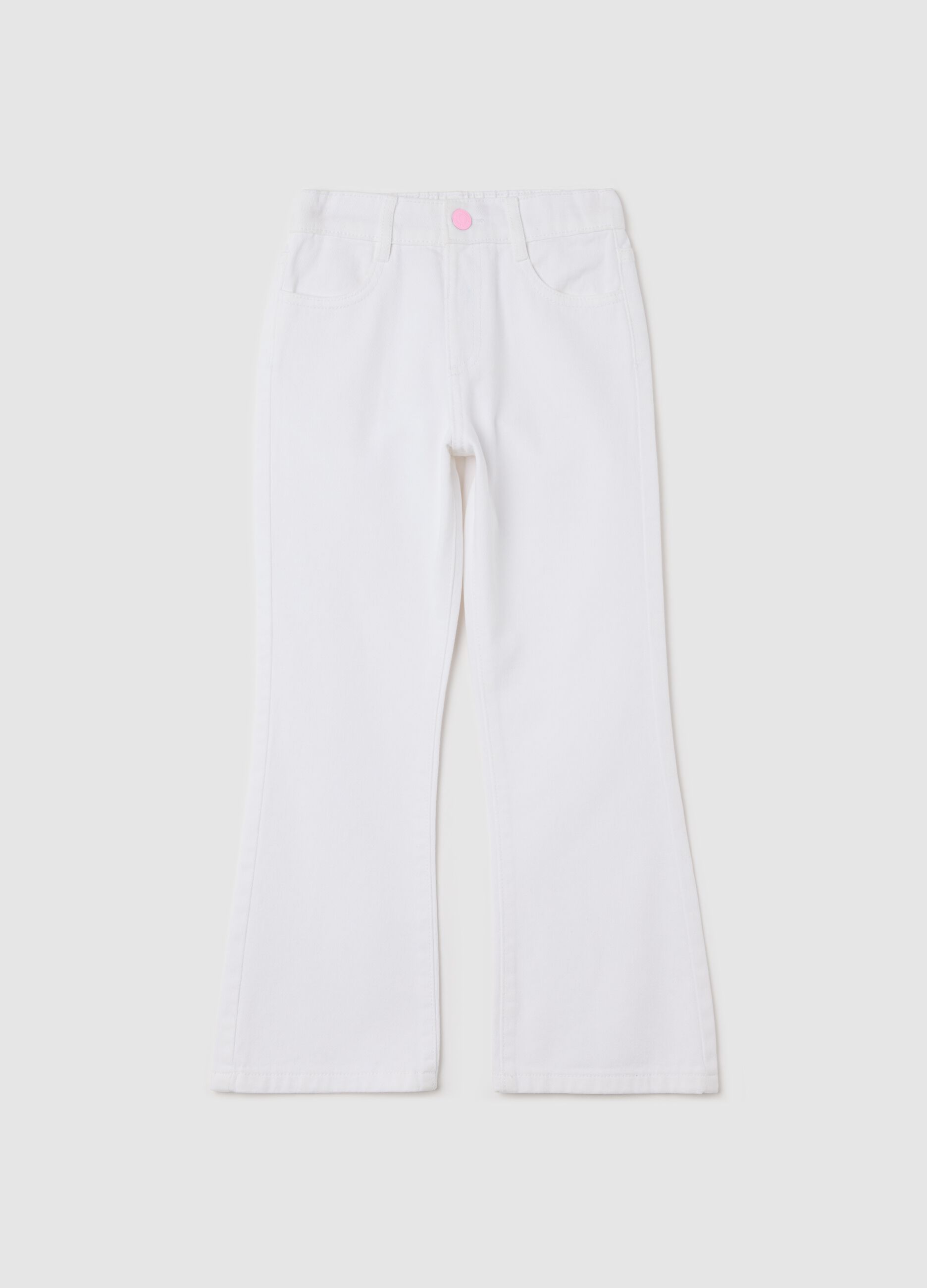 White trousers in drill with stars embroidery