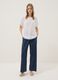 Blue palazzo trousers in stretch cotton_0