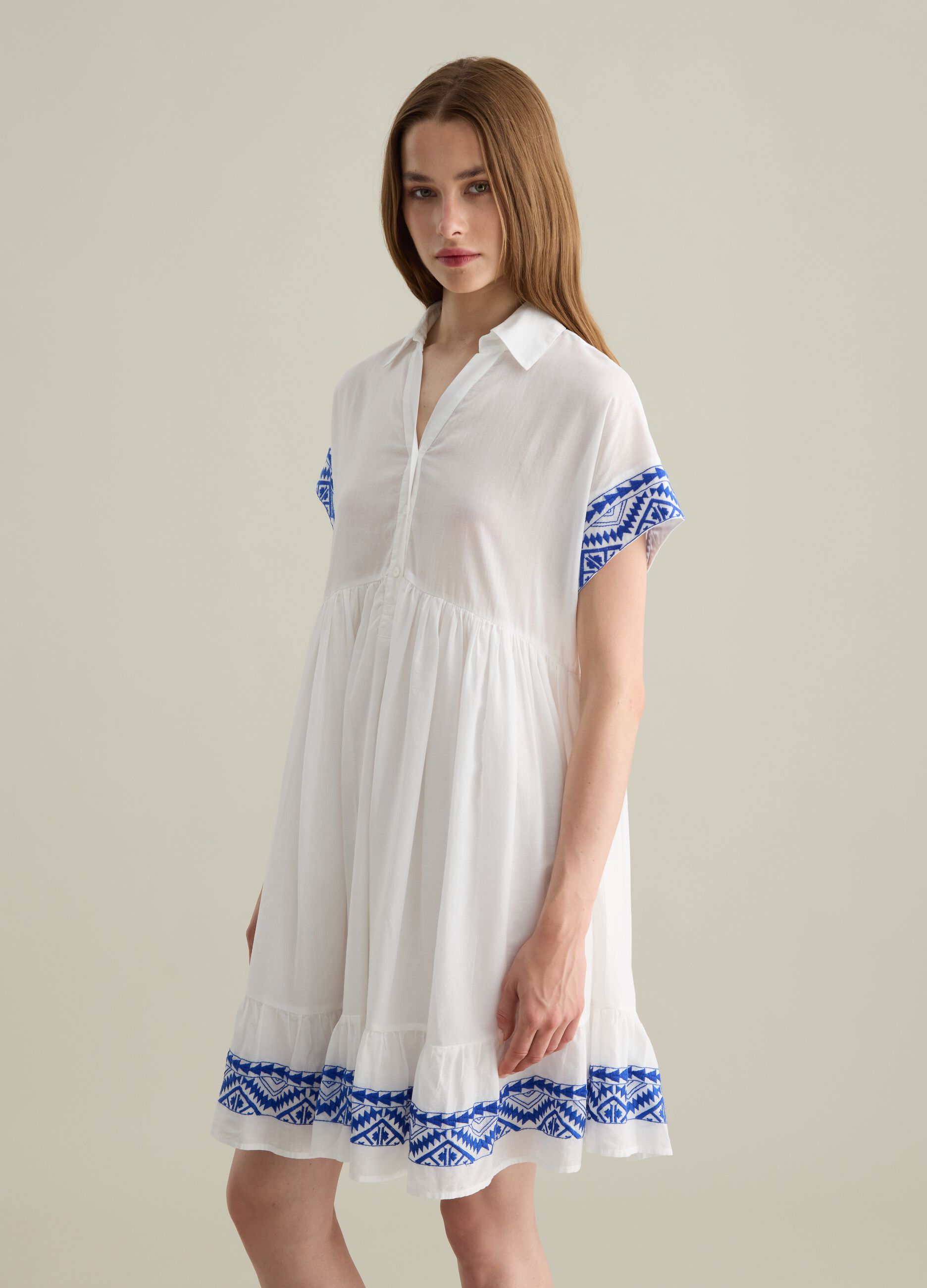 Women's Regular Fit Pure White Cotton Dress