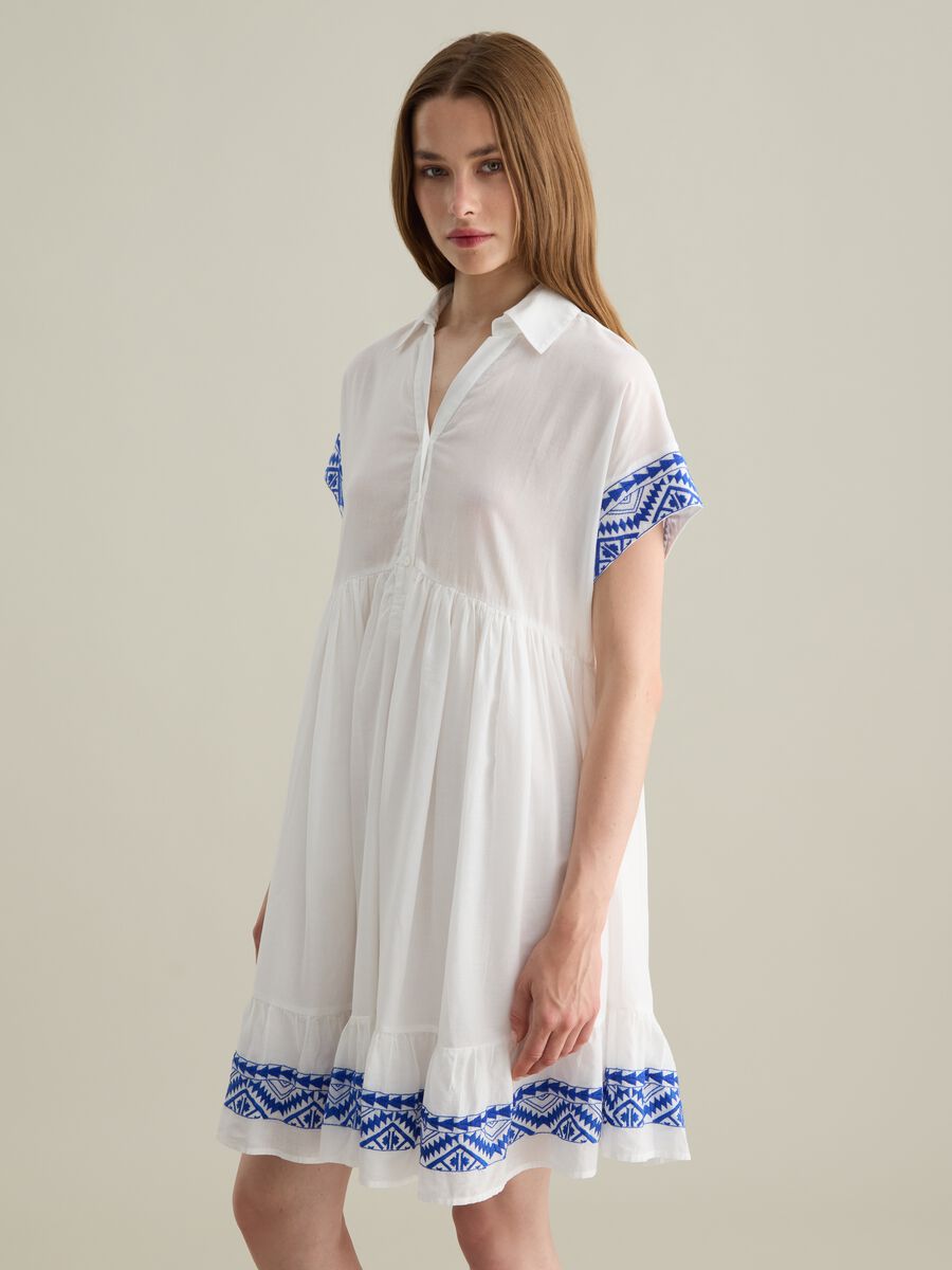 Women's Regular Fit Pure White Cotton Dress_1