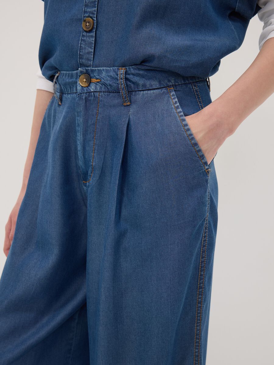 Blue wide-leg jeans in pure lyocell_3