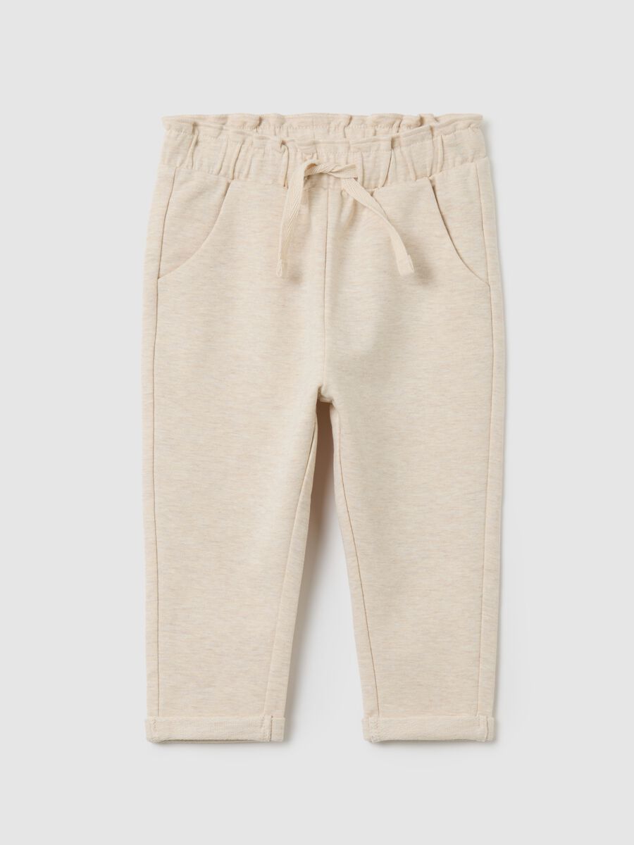 Pantaloni da neonata in cotone elasticizzato beige regular fit_0