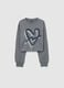 Grey girl's sweatshirt in pure cotton regular fit with printed heart_3