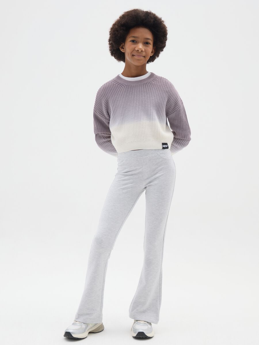 Girls' grey stretch cotton flared treggings_0