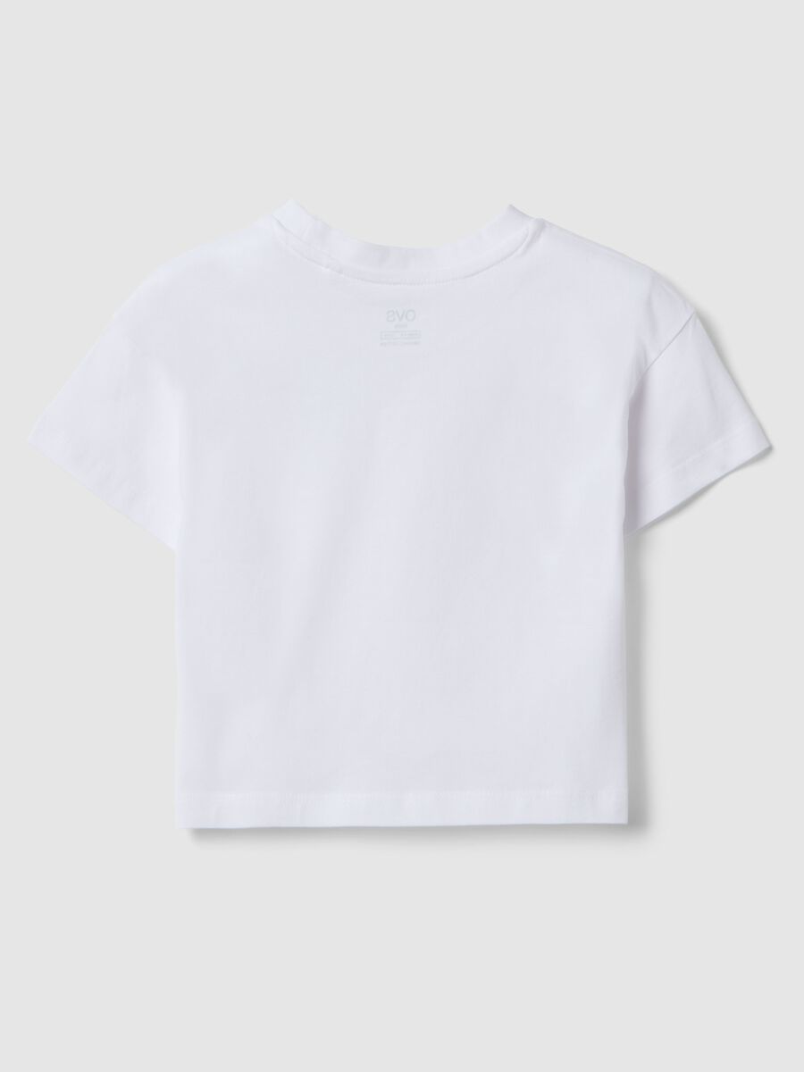 T-shirt in puro cotone bianca da bambina boxy fit con cuore_1