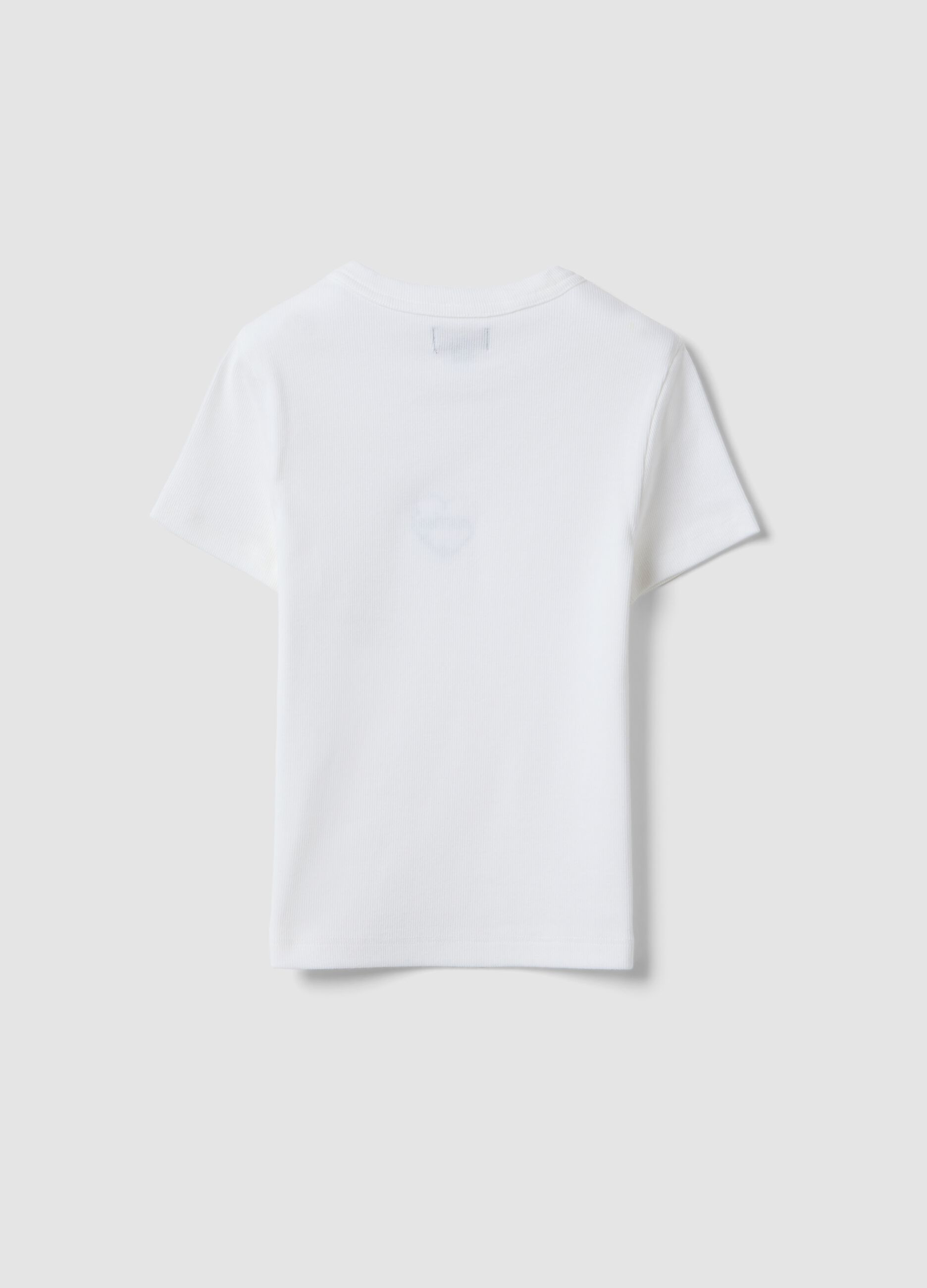 Girl's white fitted stretch cotton t-shirt with slogan