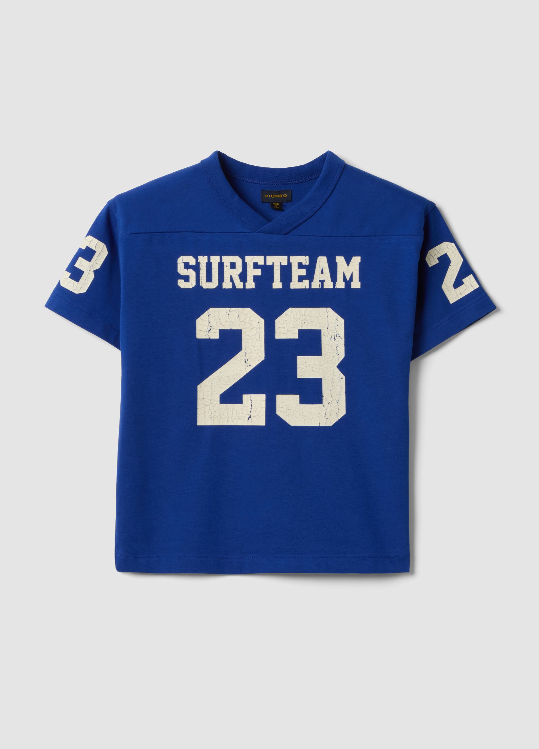 Children's oversized blue pure cotton T-shirt with prints