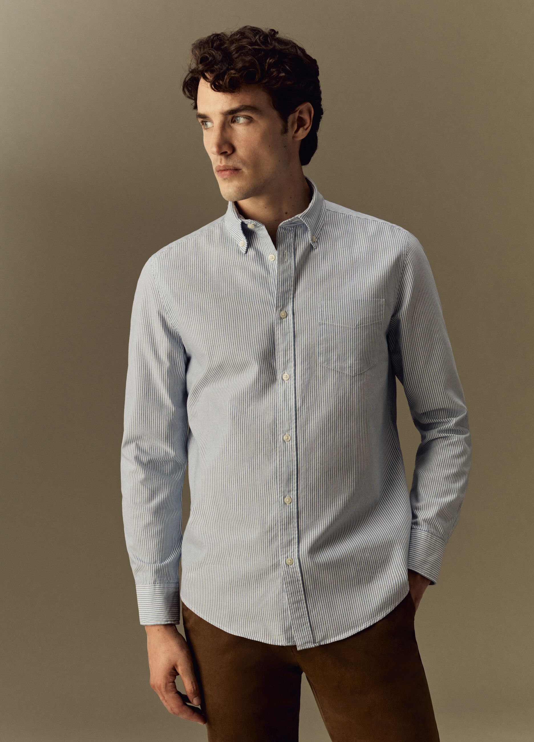 Camicia in cotone oxford a righe_0