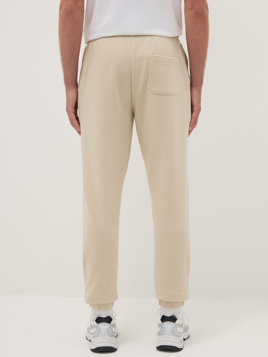 Beige cotton blend jogger trousers regular fit_2