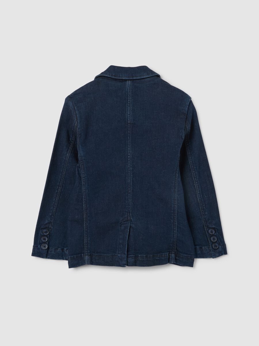 Kids' Regular Fit Blue Denim Blazer_4