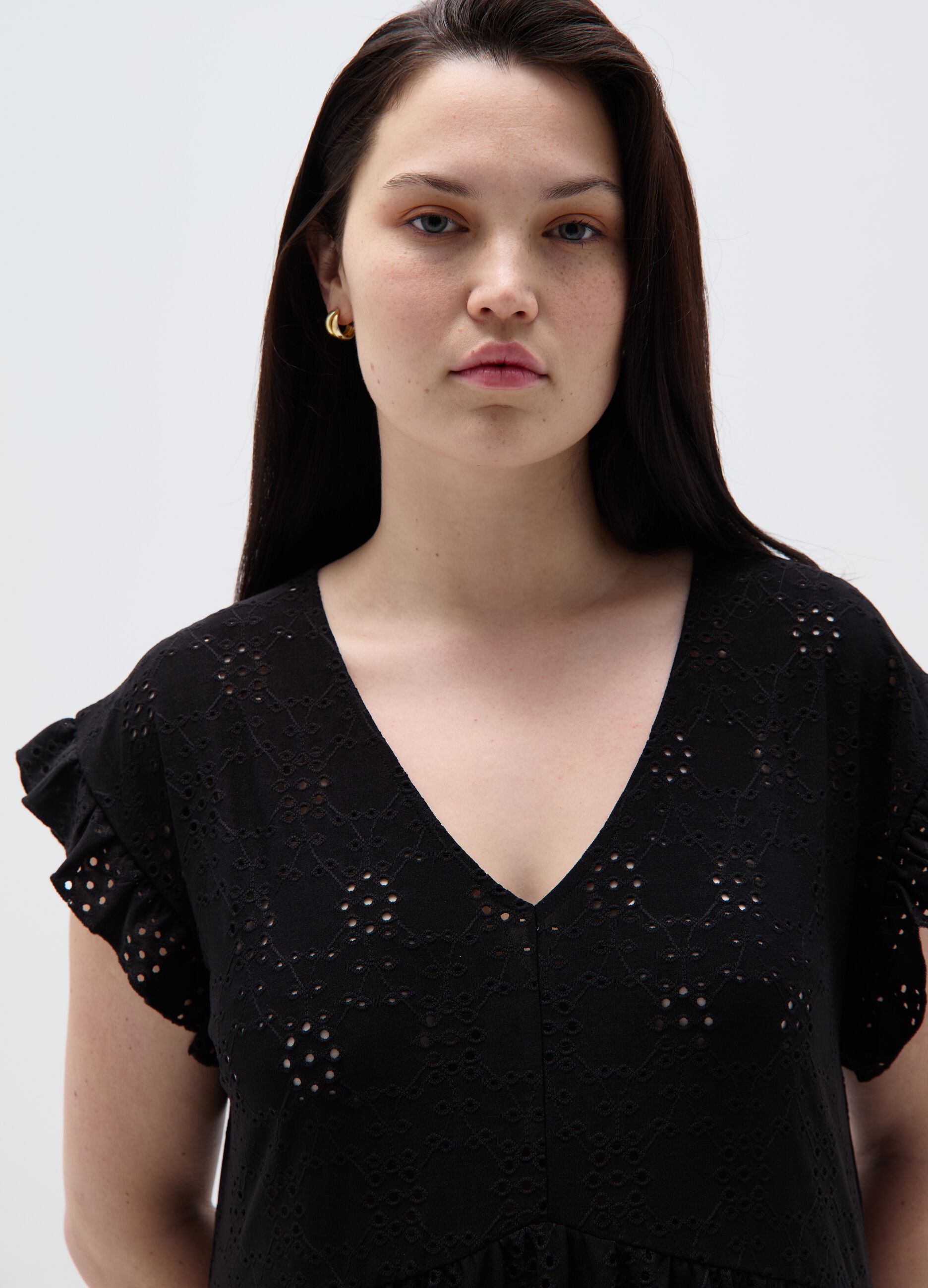 Vestito corto in sangallo Curvy