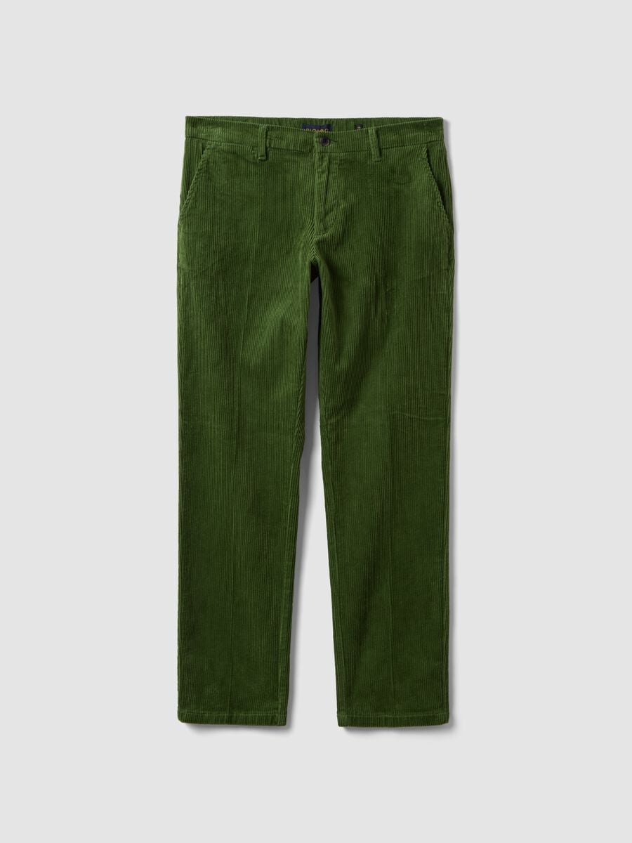Pantaloni chino verdi in cotone elasticizzato_0
