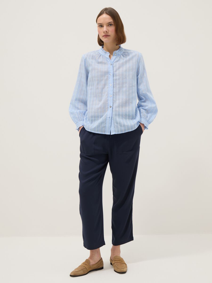 Blue jogger trousers in pure viscose with regular fit_0