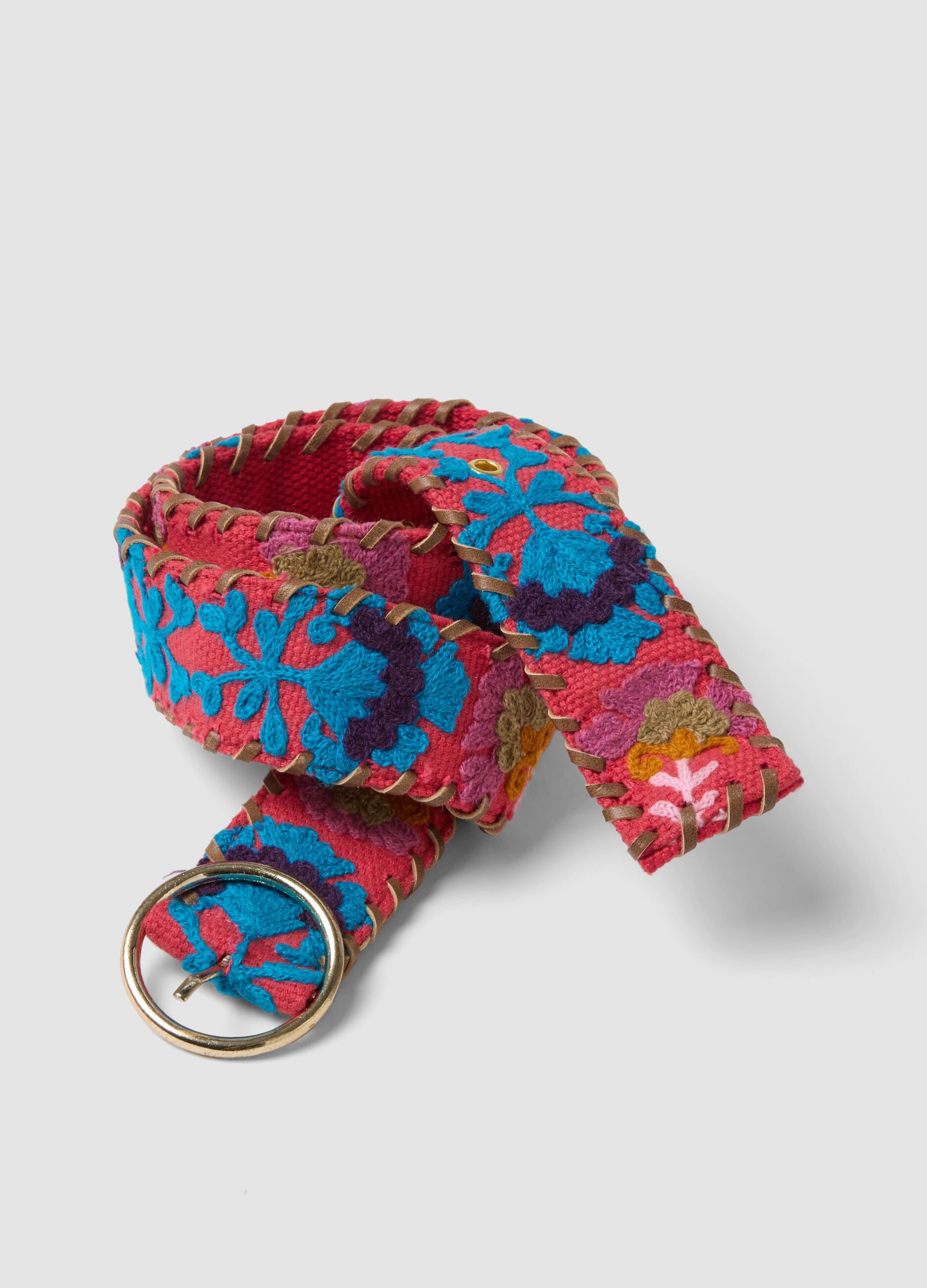 Multicolour pure cotton belt with embroidery