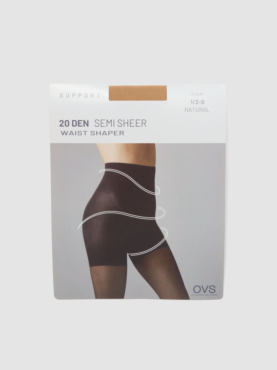Collant beige in tessuto elasticizzato semi velato_0