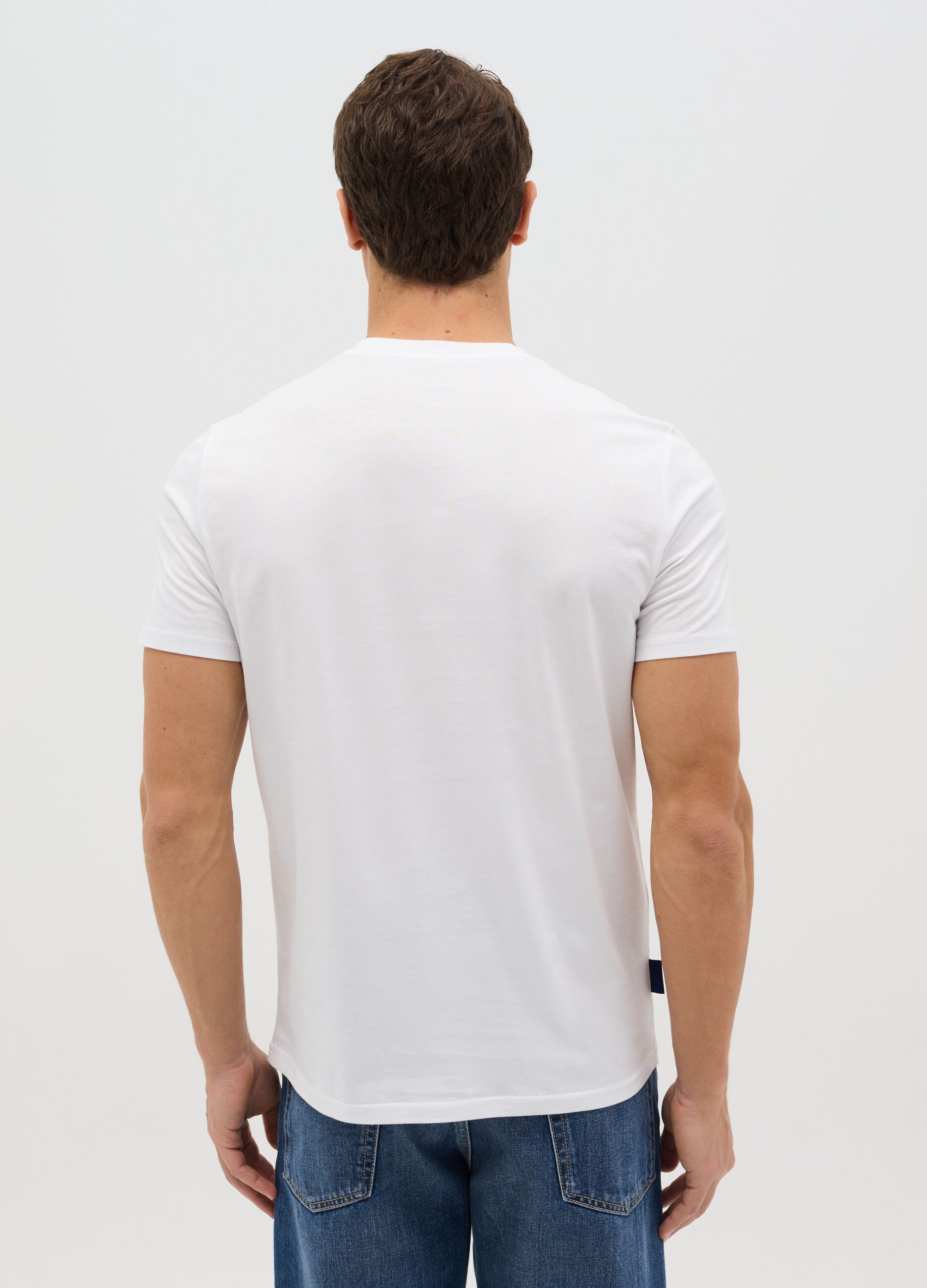 Cotton T-shirt with Castel Dell'Ovo coordinates print