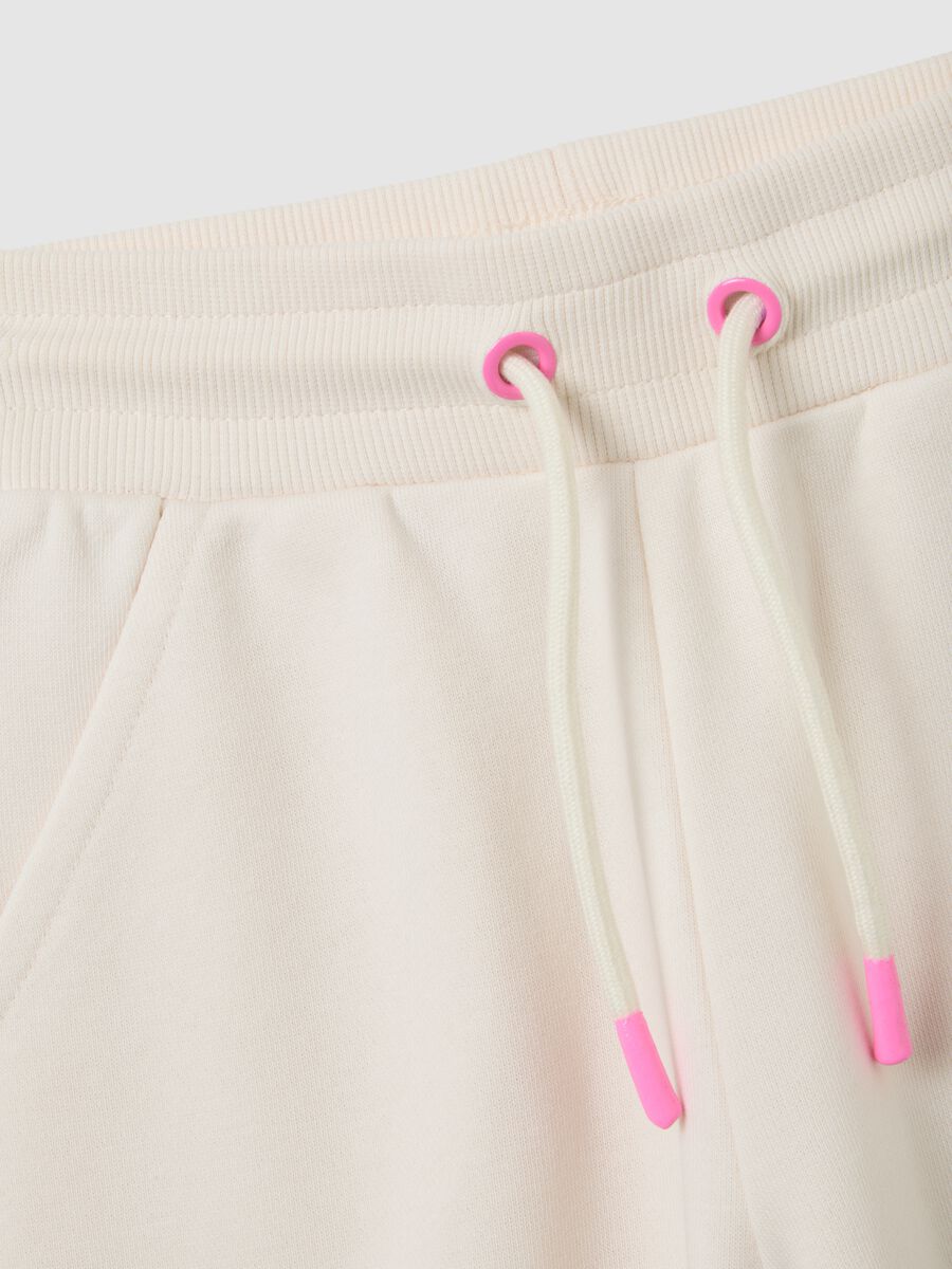 Girls' beige cotton blend jogger trousers_3