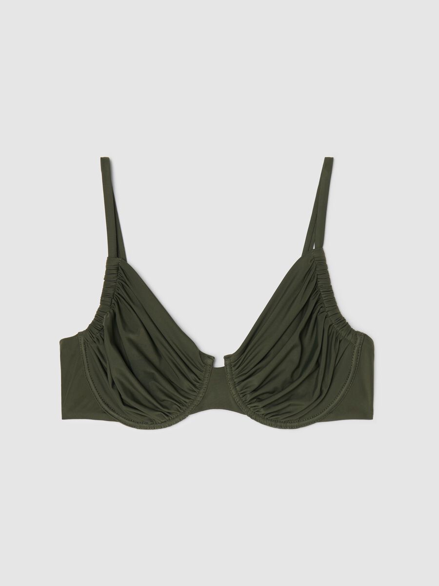 Women’s bikini top in dark green stretch fabric_4
