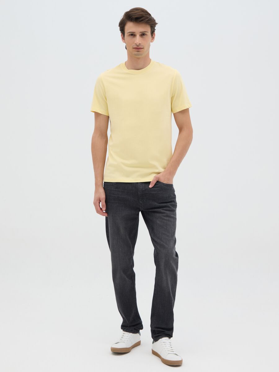 Men's yellow regular fit pure cotton T-shirt_1