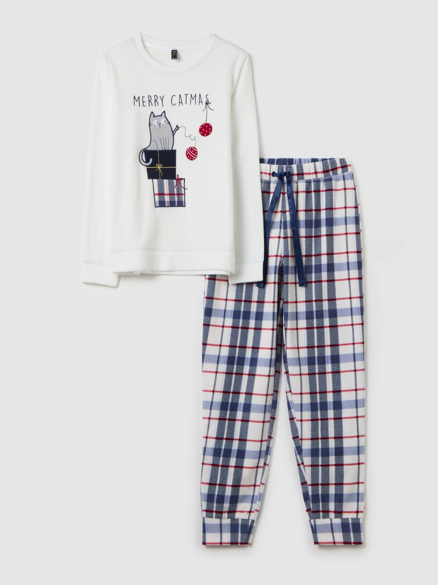 Velour pyjamas with "Merry Catmas" embroidery_4