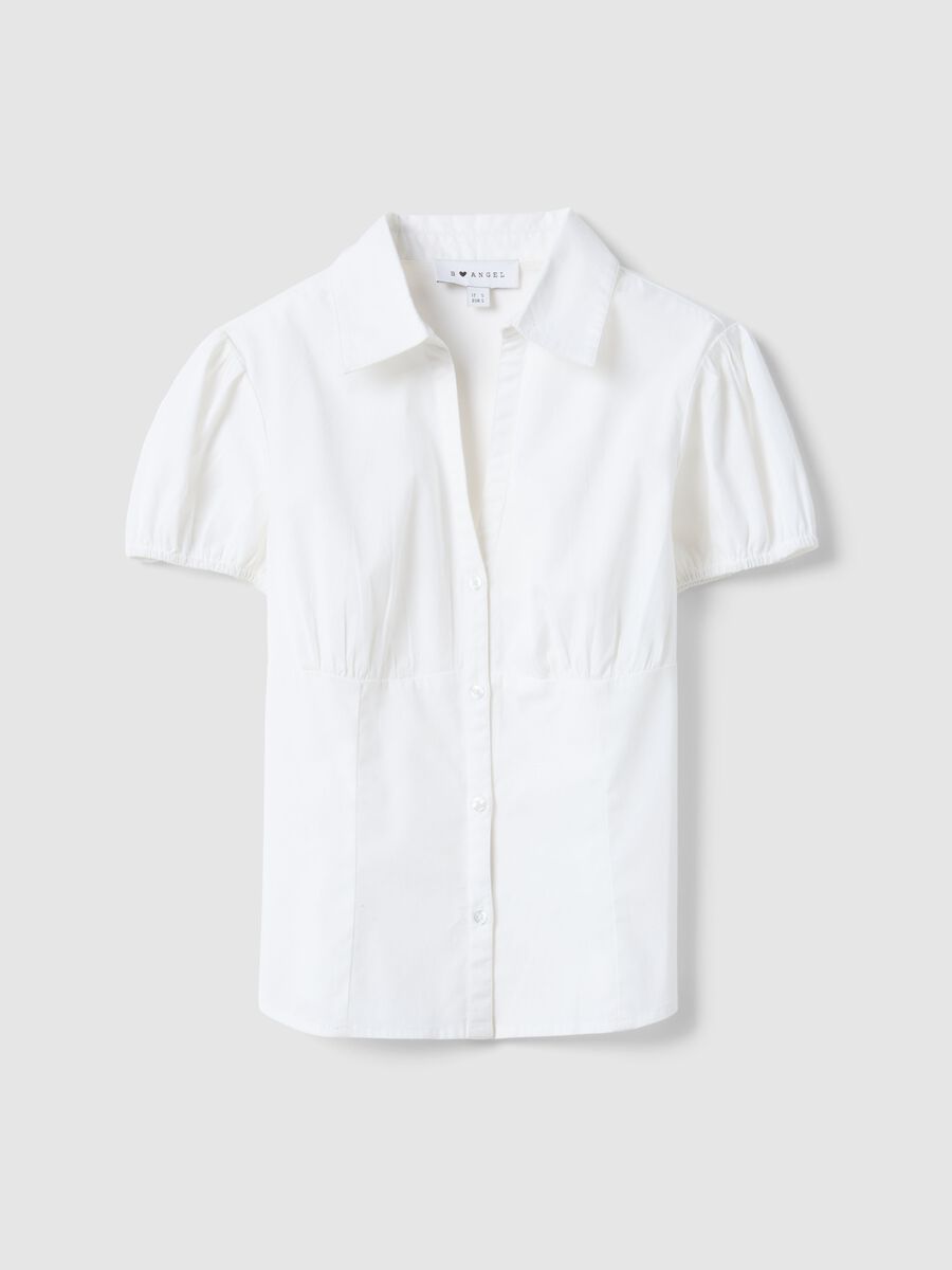 White regular-fit short-sleeve shirt in stretch cotton_4