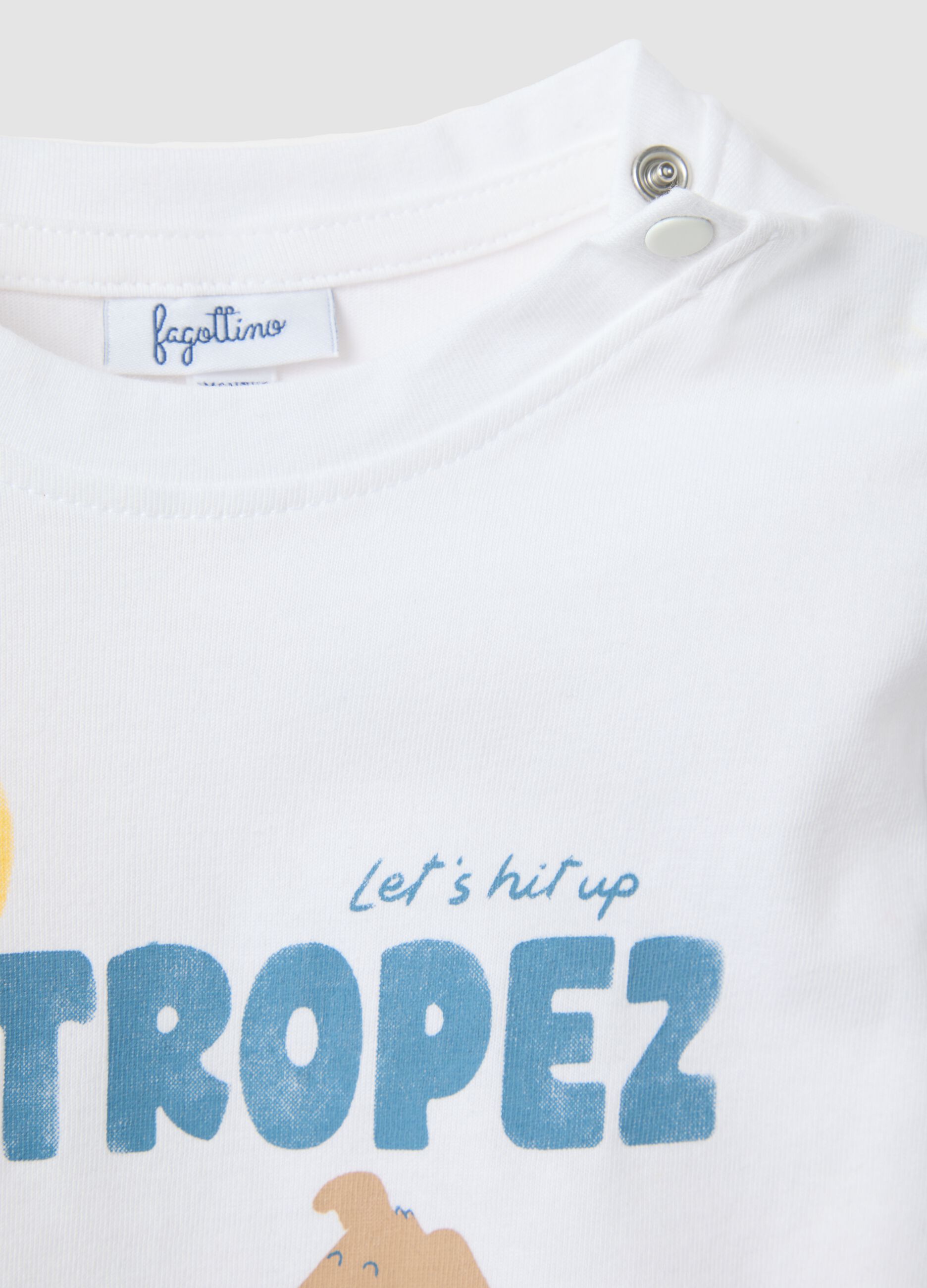 White pure cotton boys&rsquo; regular-fit T-shirt with print