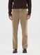 Beige stretch cotton ribbed slim fit trousers_1