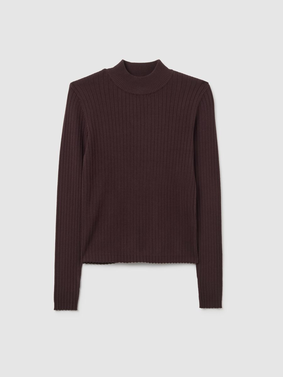 Brown mixed fitted sweater_4