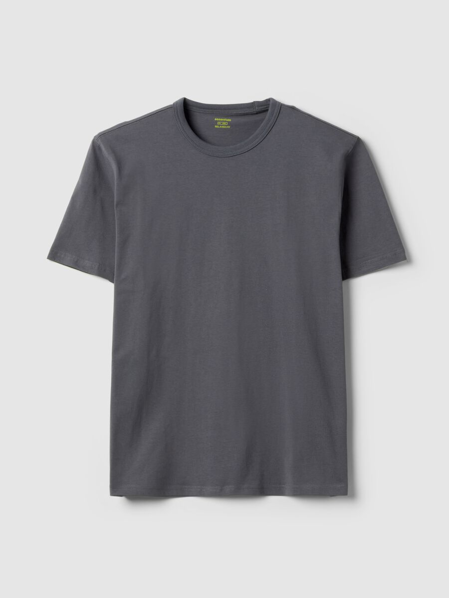 T-shirt girocollo in puro cotone grigio relaxed fit_4