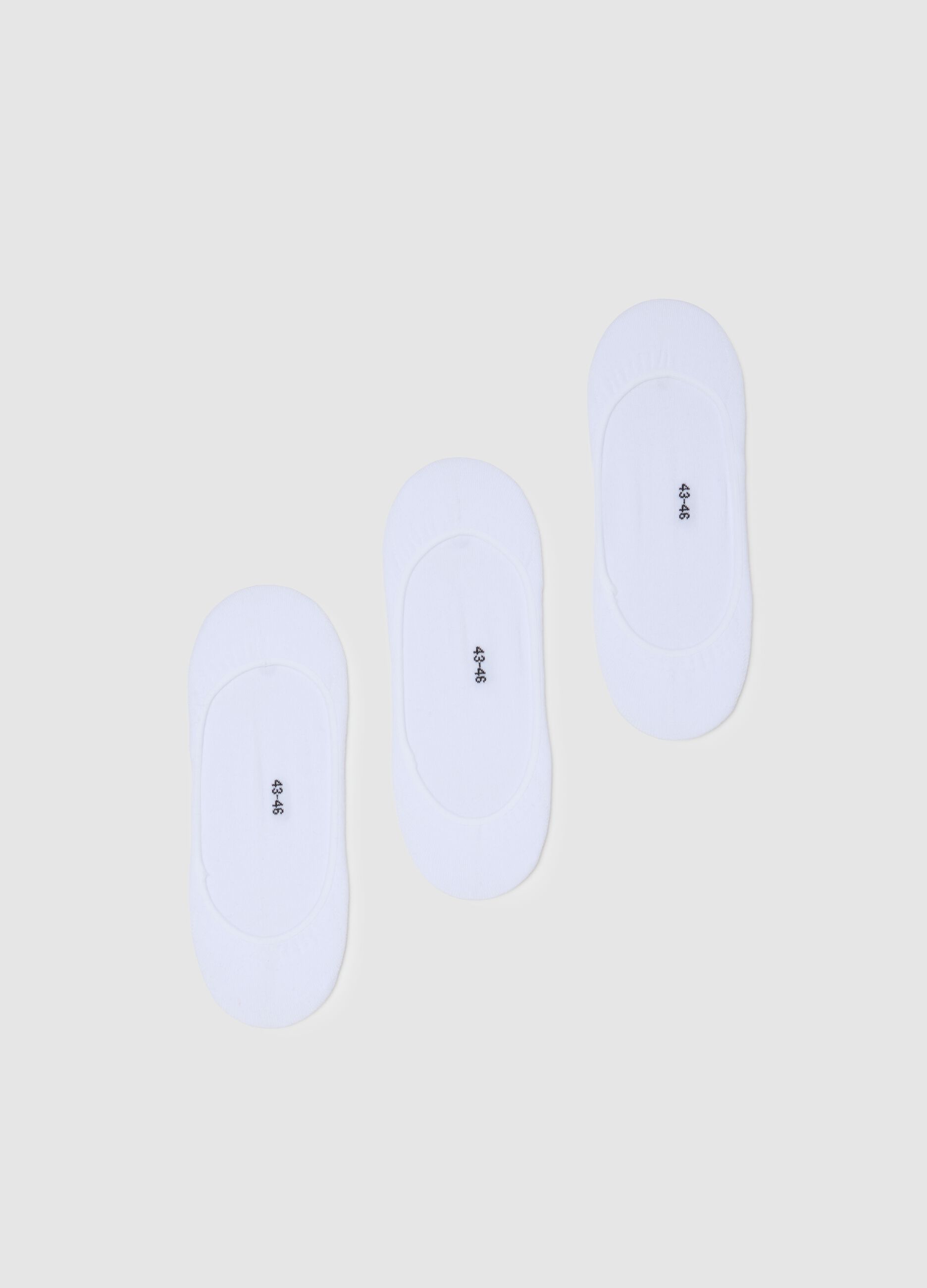 Set of three white stretch cotton socks