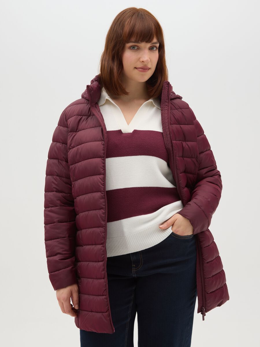 Brown padded jacket with hood_0