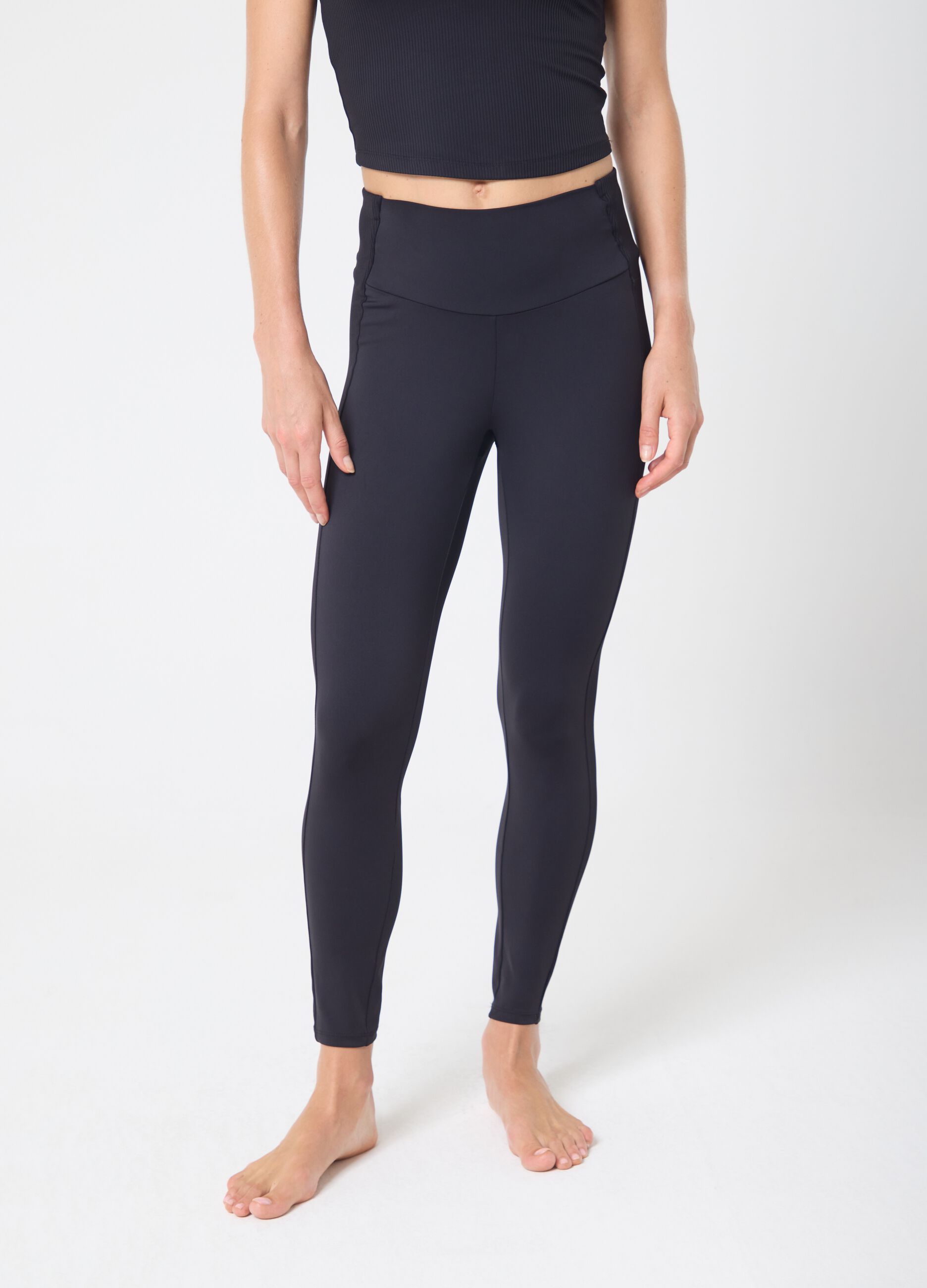 Technical fabric leggings with ribbed side inserts ALTAVIA STUDIO