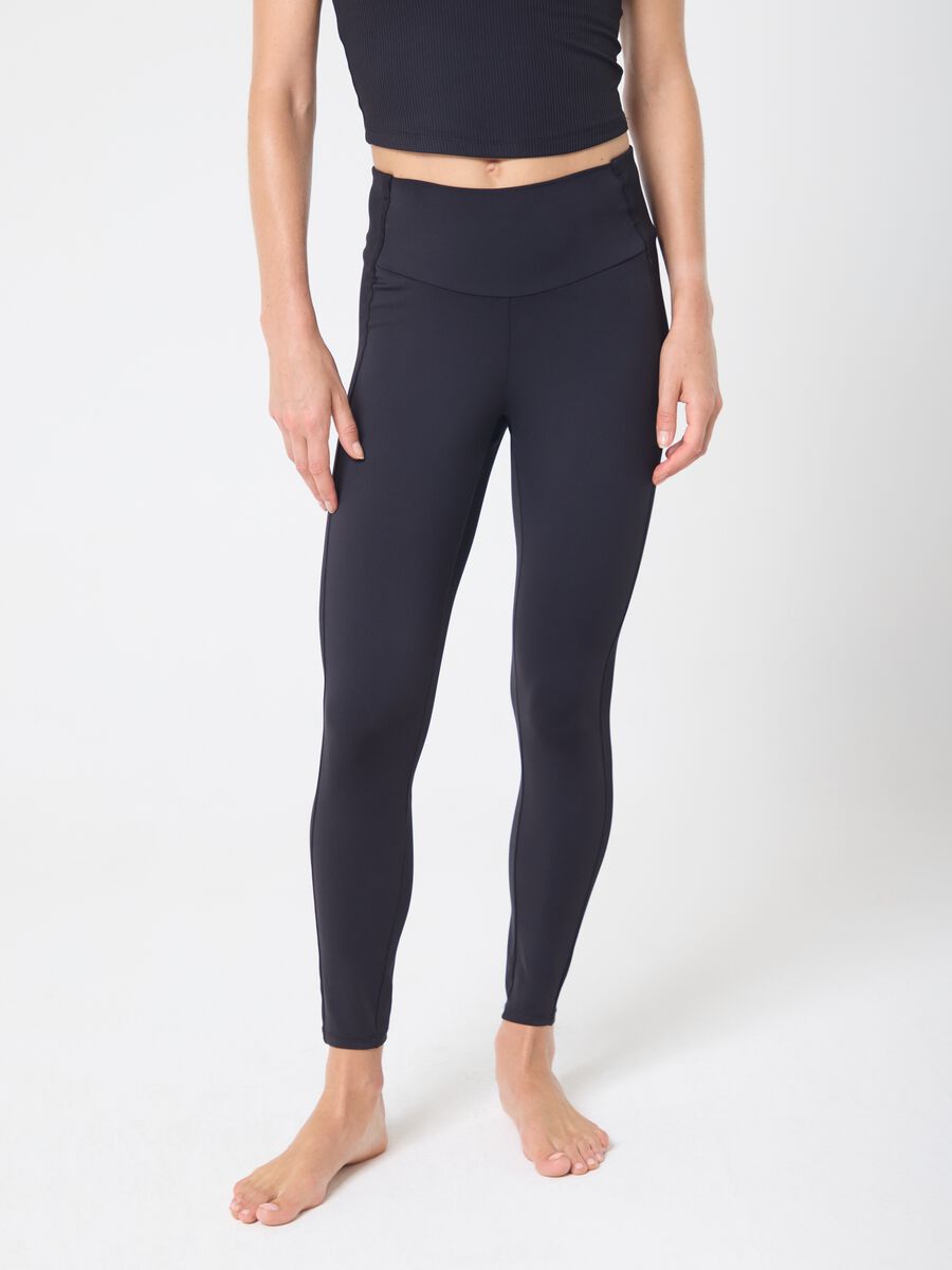 Technical fabric leggings with ribbed side inserts ALTAVIA STUDIO_1