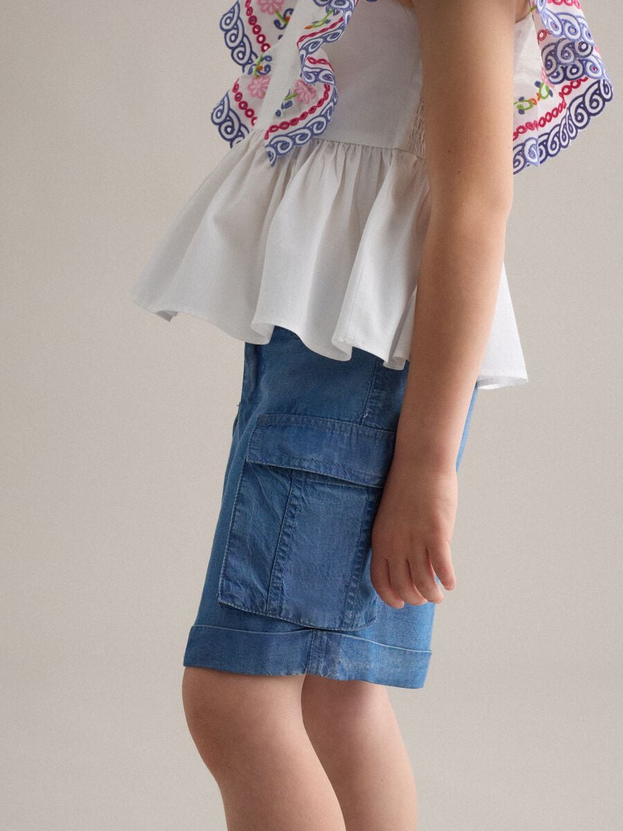 Shorts cargo blu in puro lyocell per bambina regular fit_2
