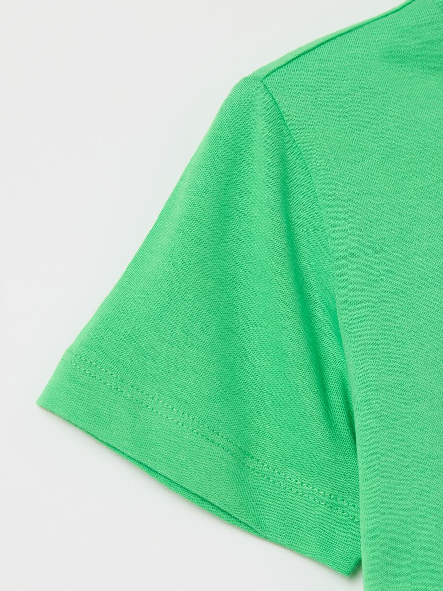 Green cotton T-shirt with round neck_2