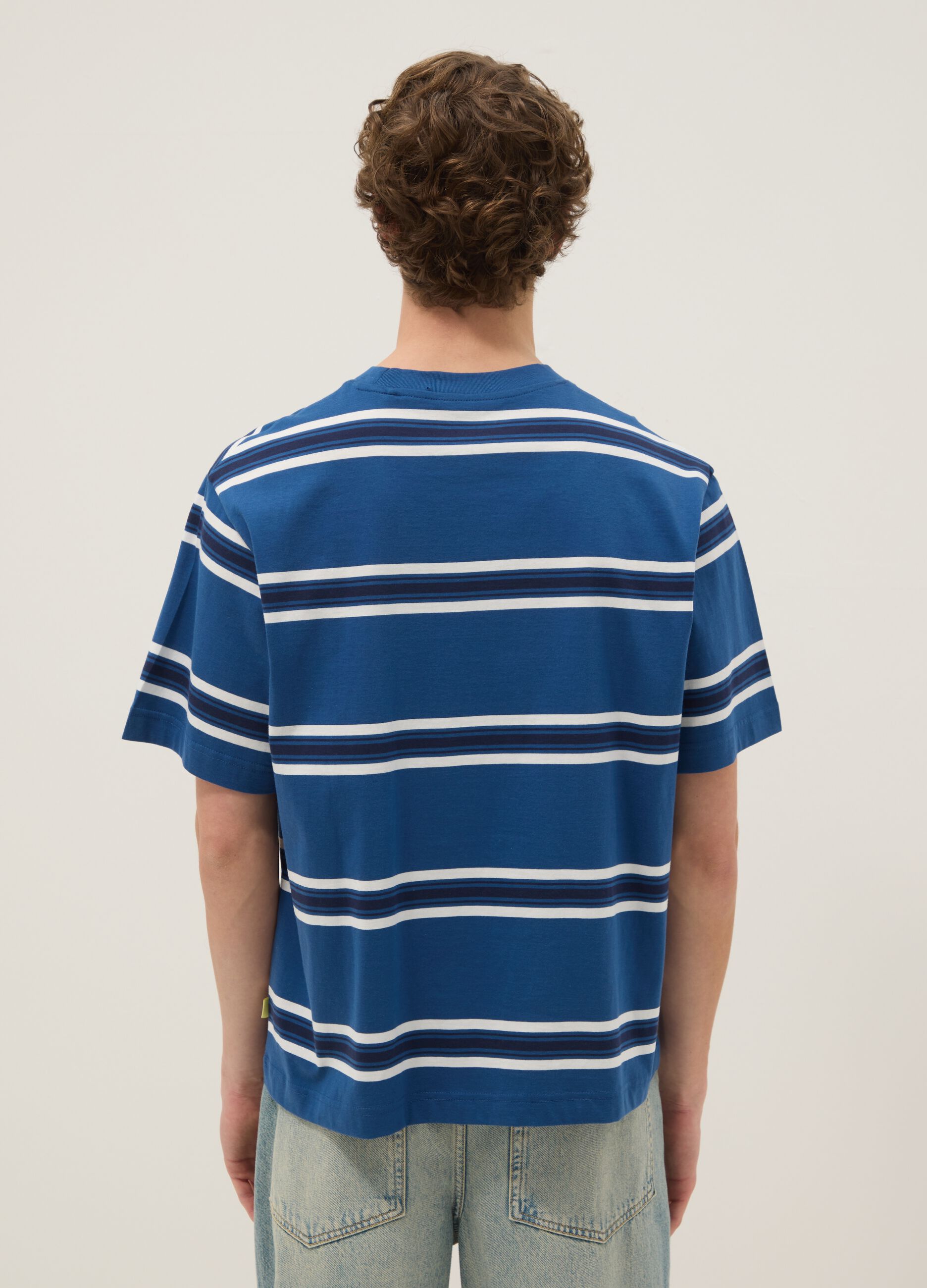 Blue striped pure cotton T-shirt