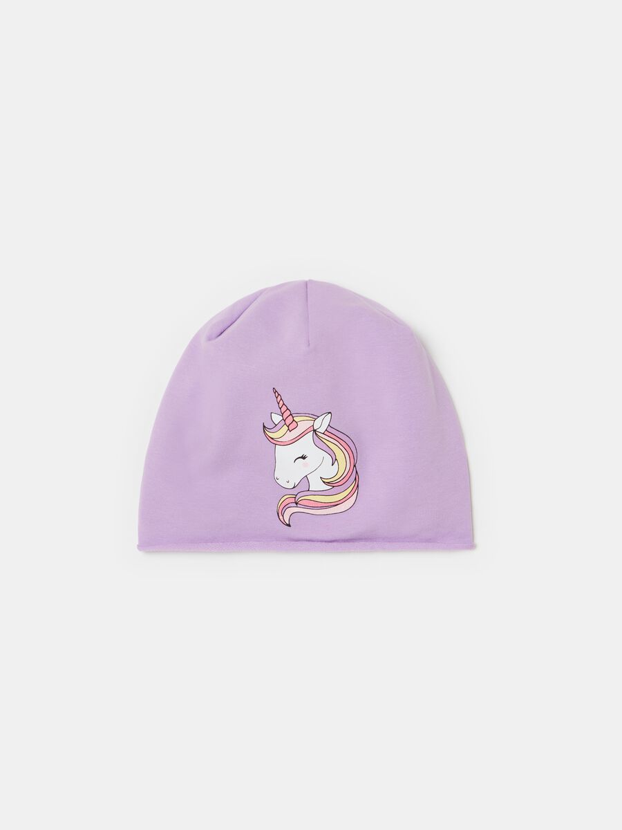 Jersey hat with unicorn print_0
