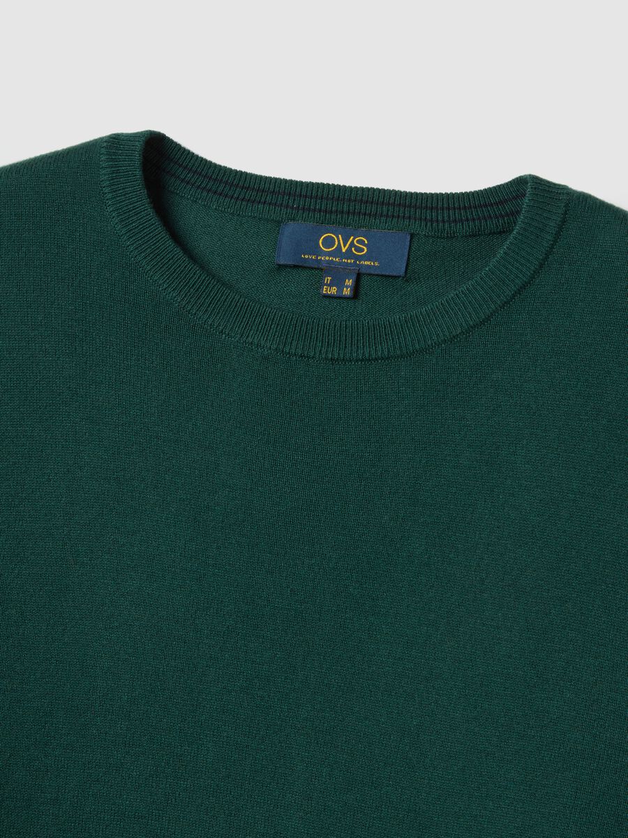 Green crewneck cotton blend pullover with regular fit_5