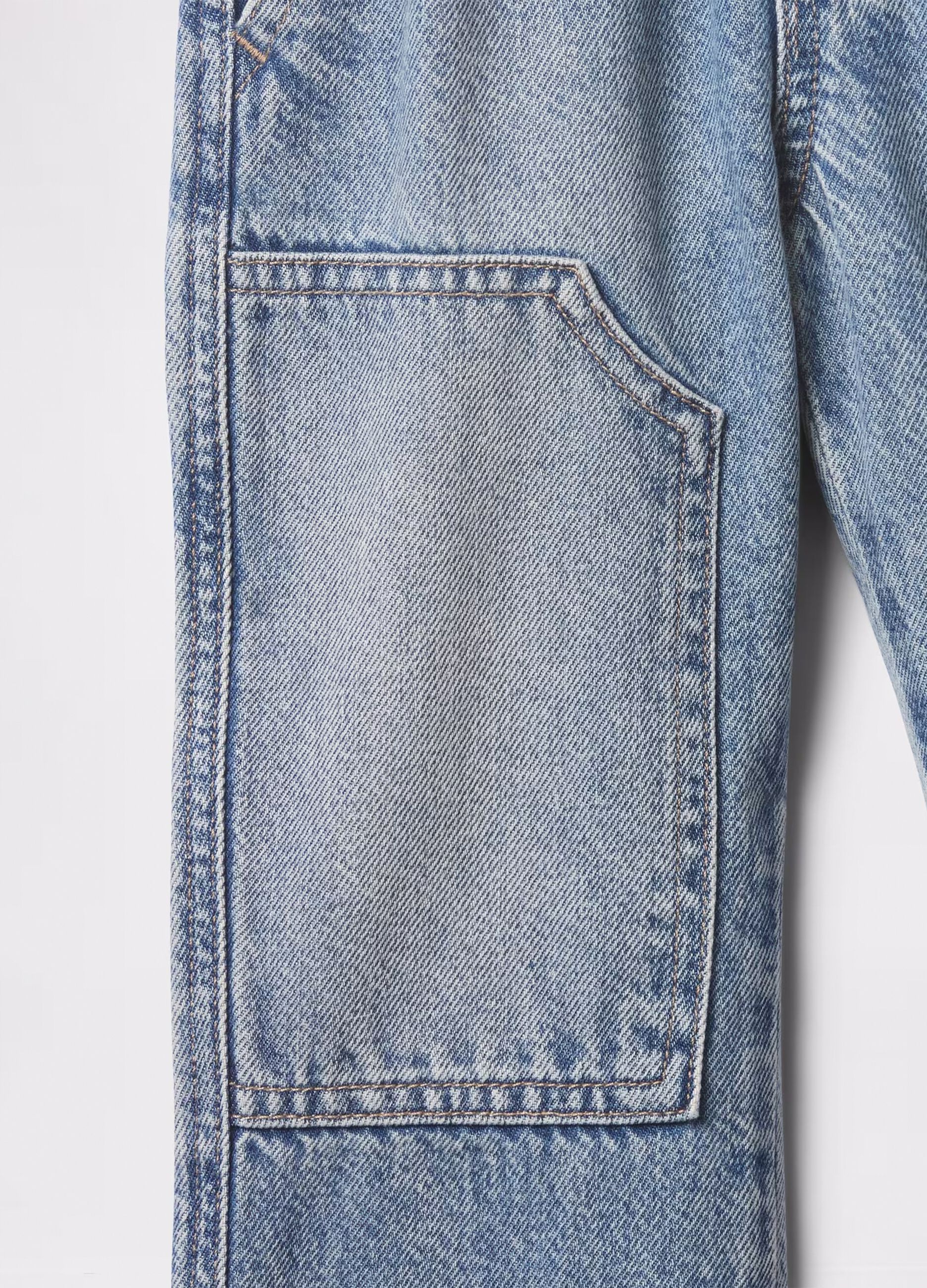 Denim joggers with drawstring and pockets